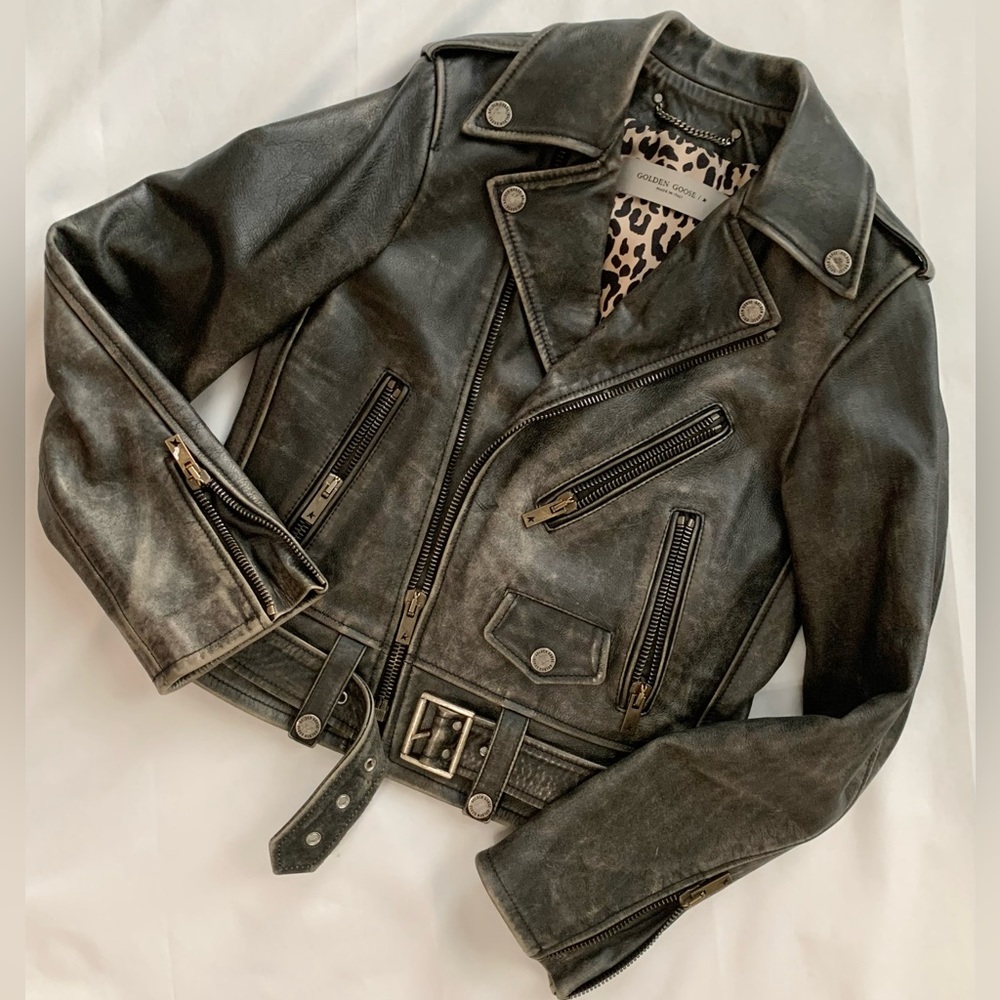 Golden Goose Black Leather Biker Jacket (XS/S)